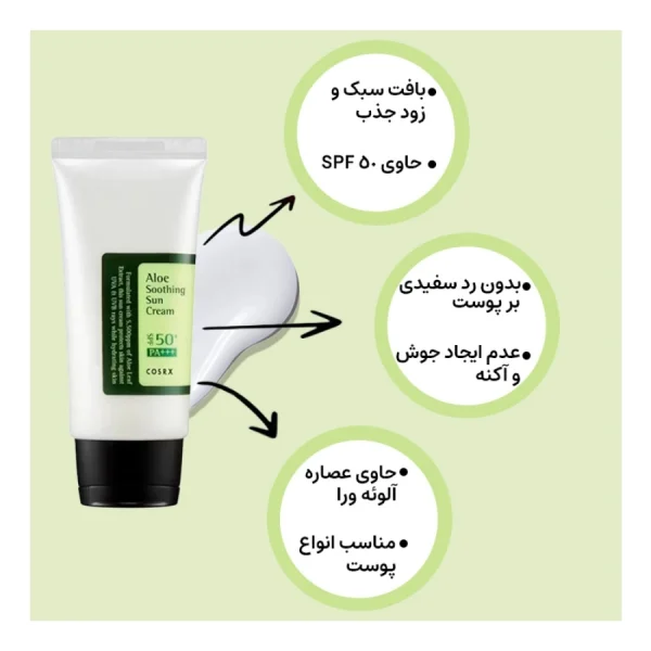 کرم ضد آفتاب کوزارکس مدل آلوئه ورا SPF50
