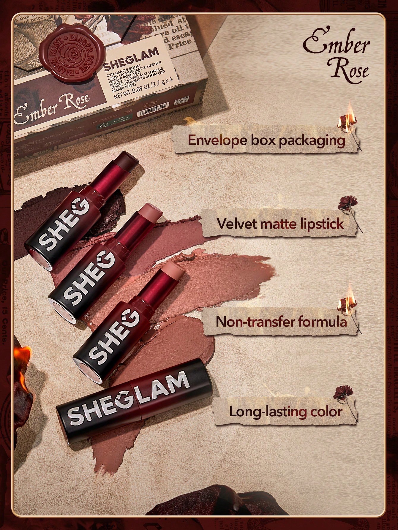 پک رژ جامد 4 عددی امبر رز شیگلم پک رژ جامد 4 عددی امبر رز شیگلم